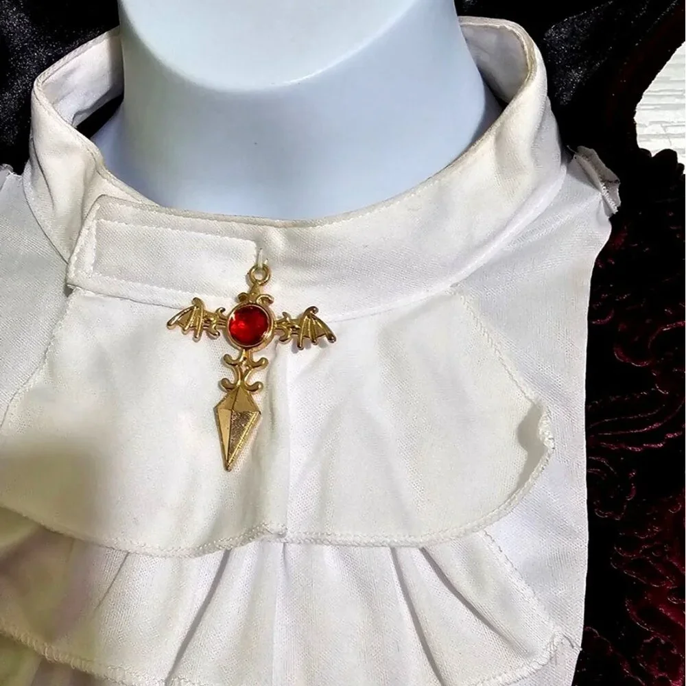 Spirit Halloween Vampire Costume Deluxe Boys 12-14 Cape Fangs Shirt Dracula - Picture 4 of 10